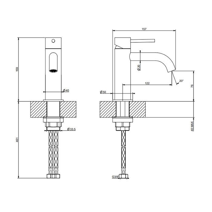 GESSI 316 Смеситель для раковины на 1 отверстие, без донного клапана, цвет Brushed Brass PVD GESSI 316 Смеситель для раковины на 1 отверстие, без донного клапана, цвет Brushed Brass PVD