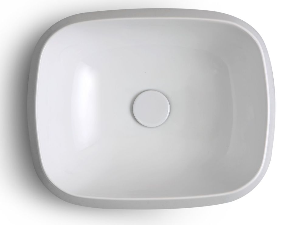 White Tao, накладная прямоугольная раковина 50x42x18h см, цвет белый глянцевый, артикул W1040701