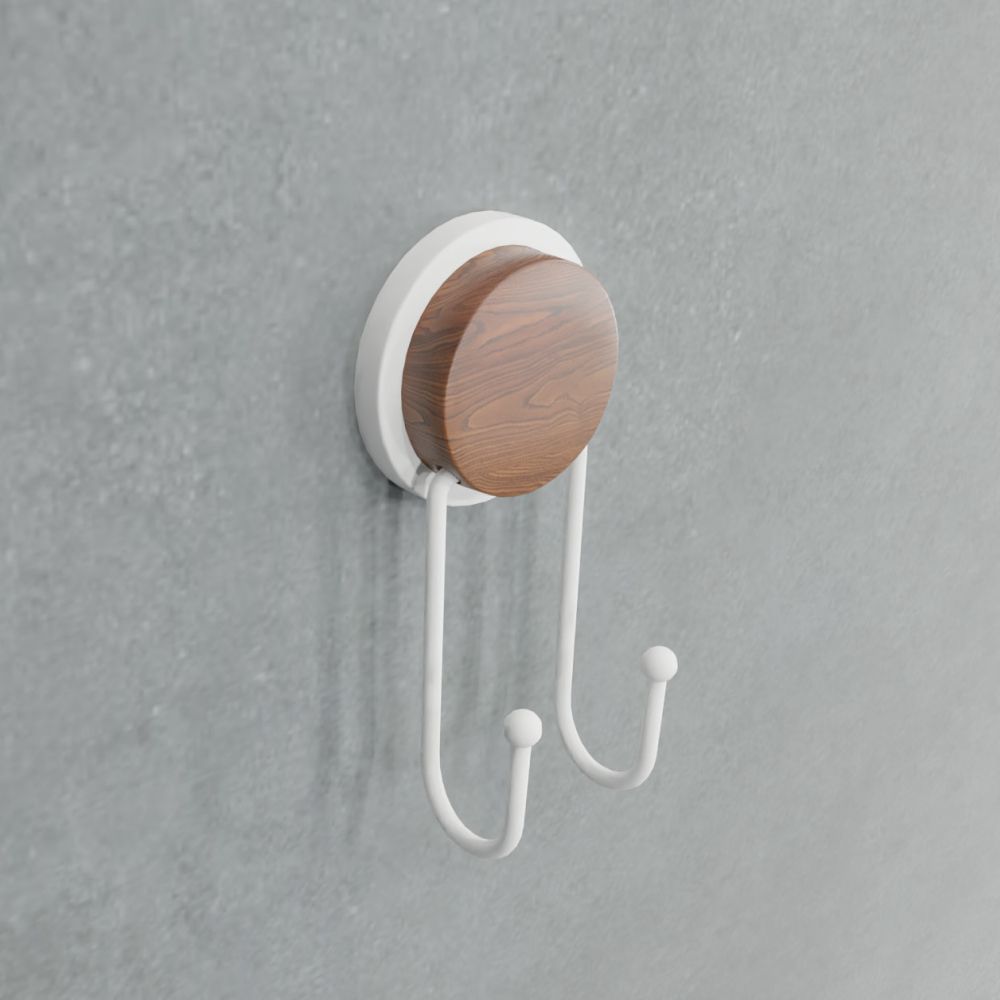 Двойной крючок для ванной FIXSEN MAGIC WHITE FX-47005A, белый/коричневый