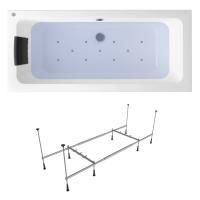 Аэромассажный комплект 4 в 1 Lavinia Boho Pure 362740A0, акриловая ванна 180x80 см, каркас с монтажным набором, подголовник, аэромассаж