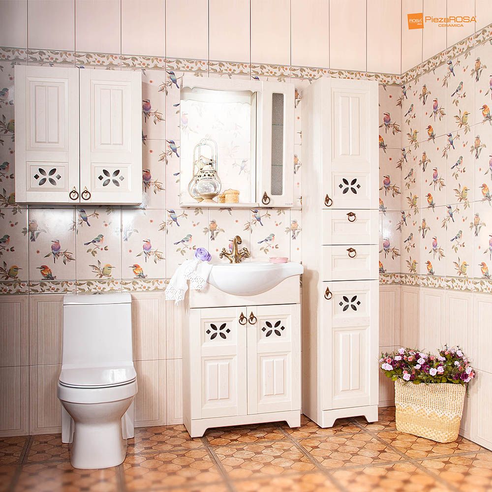 Зеркало со шкафчиком Бриклаер КАНТРИ 65S, бежевый дуб прованс, артикул КАНТРИ 65S