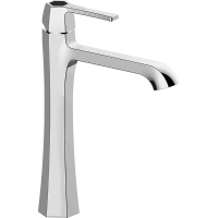 CISAL Cherie Смеситель однорычажный для раковины на 1 отверстие,высокий h200 мм, без донного клапана, цвет хром/черный матовый