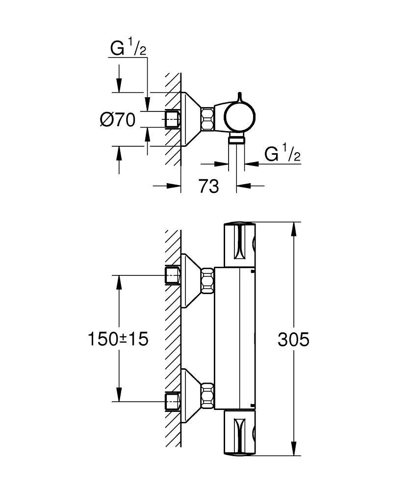 Термостат для душа GROHE GROHTHERM 800 34558000 (хром), шт Термостат для душа GROHE GROHTHERM 800 34558000 (хром), шт