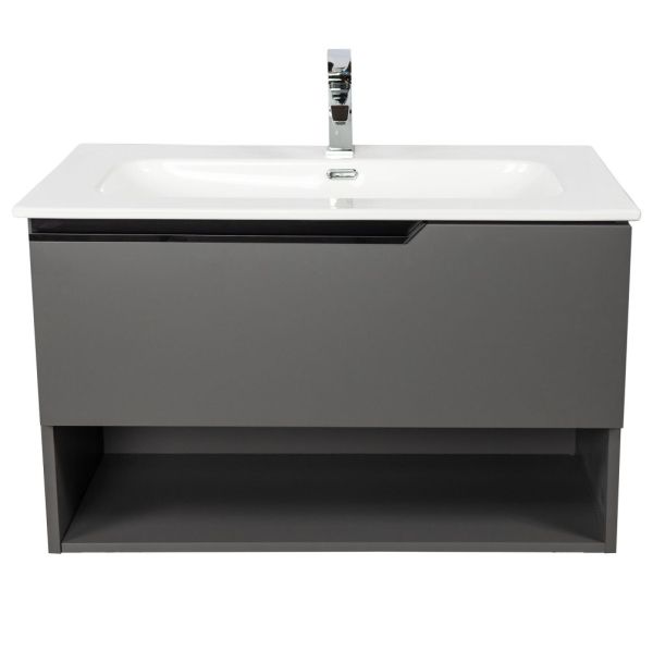 Комплект мебели Visobath Eleven, 1000 мм левый, цвет пепельный матовый лак (Ceniza)