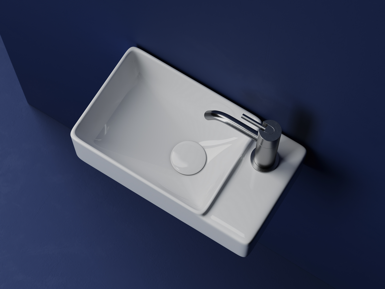Умывальник подвесной прямоугольный (чаша слева, отверстие под смеситель справа) Элемент (Element) 395x220x125мм, артикул CN5045