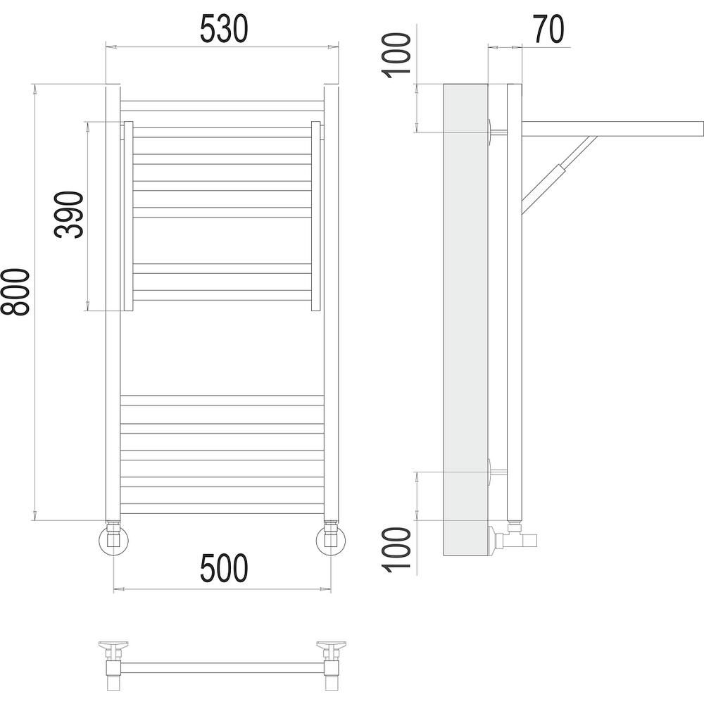 Полотенцесушитель водяной с полкой Terminus Валенсия П12 50х80