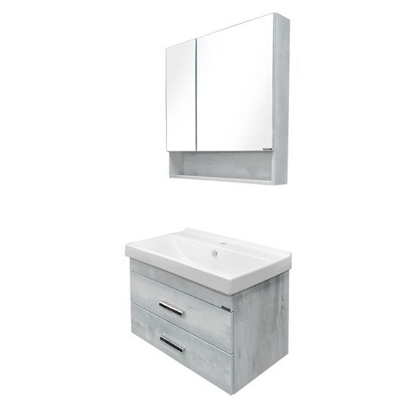 Зеркальный шкаф Comforty Никосия 80 4138838 Дуб белый, артикул 4138838