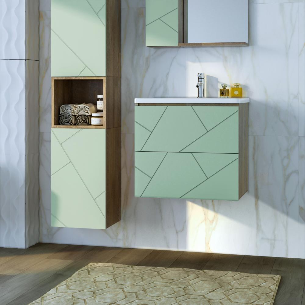 Тумба под раковину подвесная Бриклаер КРИСТАЛЛ фисташковый, 60 см, артикул 4627125417153