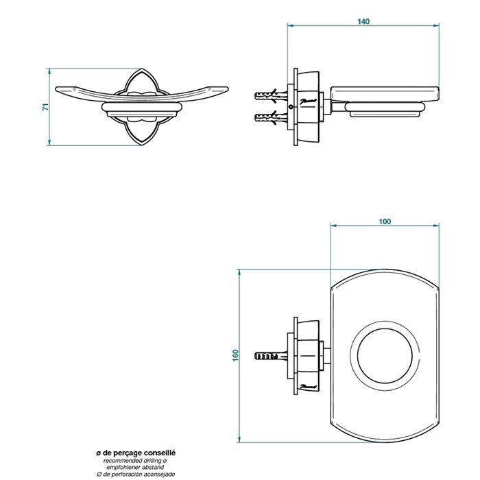THG PETALE DE CRISTAL ROUGE Мыльница стеклянная, подвесная, цвет хром