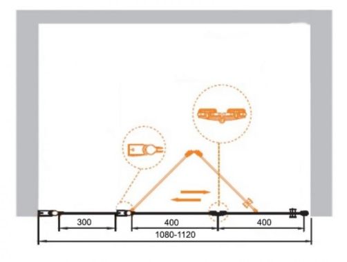 Душевая дверь в нишу Cezares Elena W-BS-13 120 ELENA-W-BS-13-30+45/45-C-Cr профиль Хром стекло прозрачное