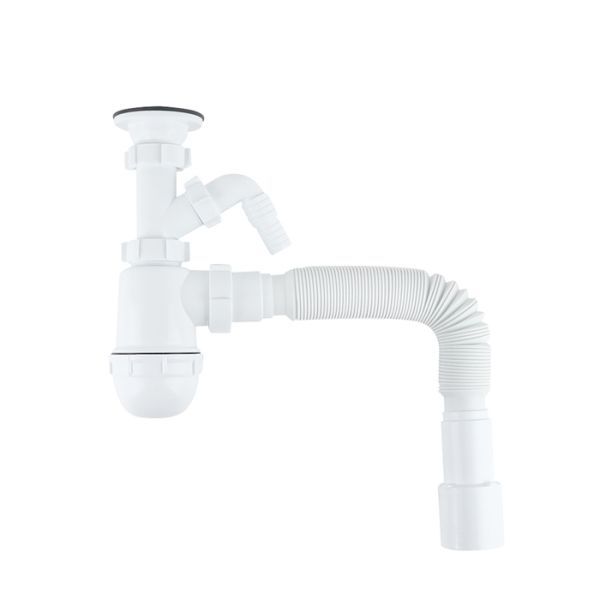 Сифон бутылочный IDDIS Optima Home 1.1/2x40мм, с выпуском, гофротрубой 40/50мм и отводом (900AVG1010VD)