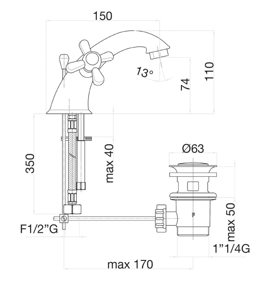 Смеситель для раковины Fiore MARGOT 26CR0622, хром, артикул 26CR0622