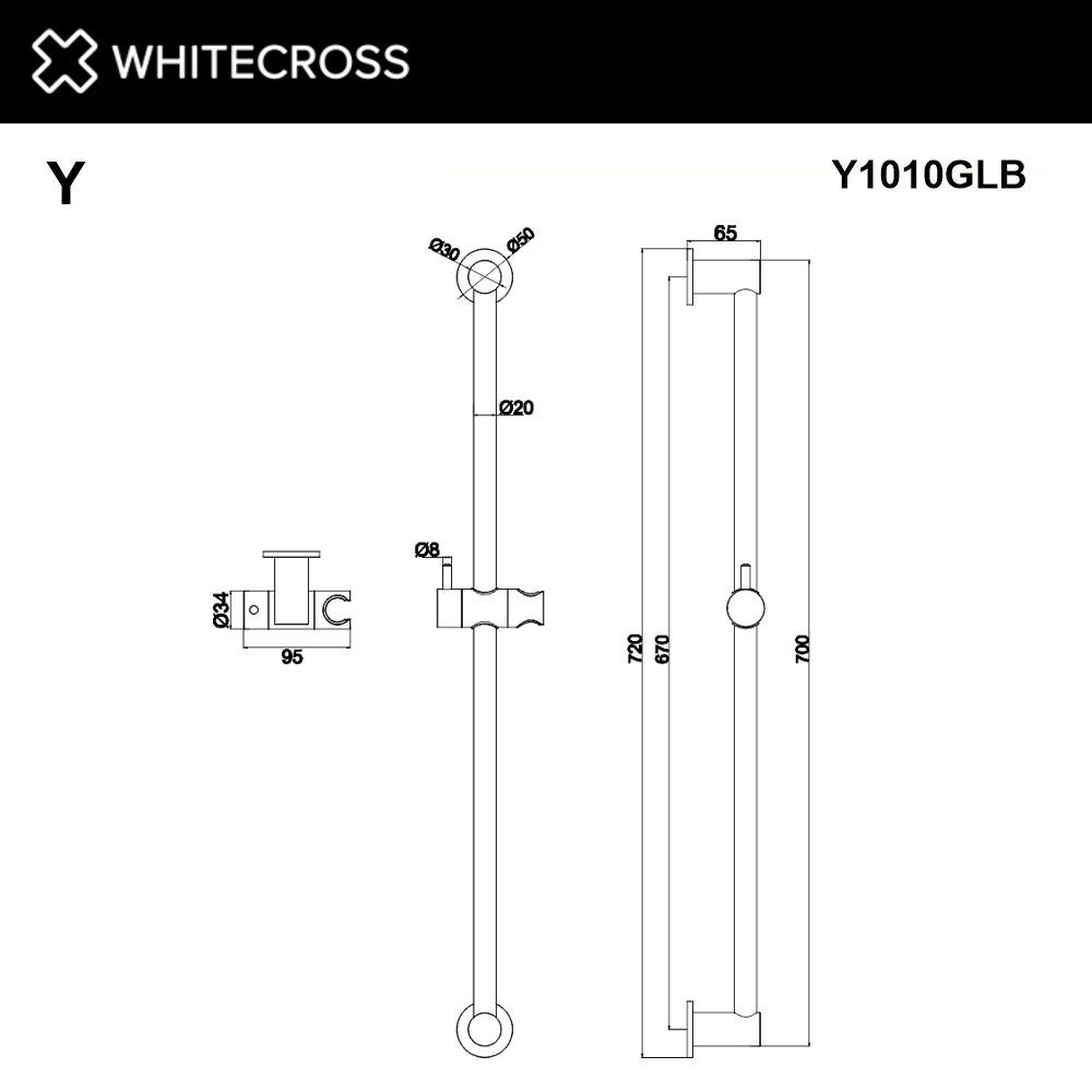 Штанга для душа WHITECROSS Y1010GL (золото) Штанга для душа WHITECROSS Y1010GL (золото)