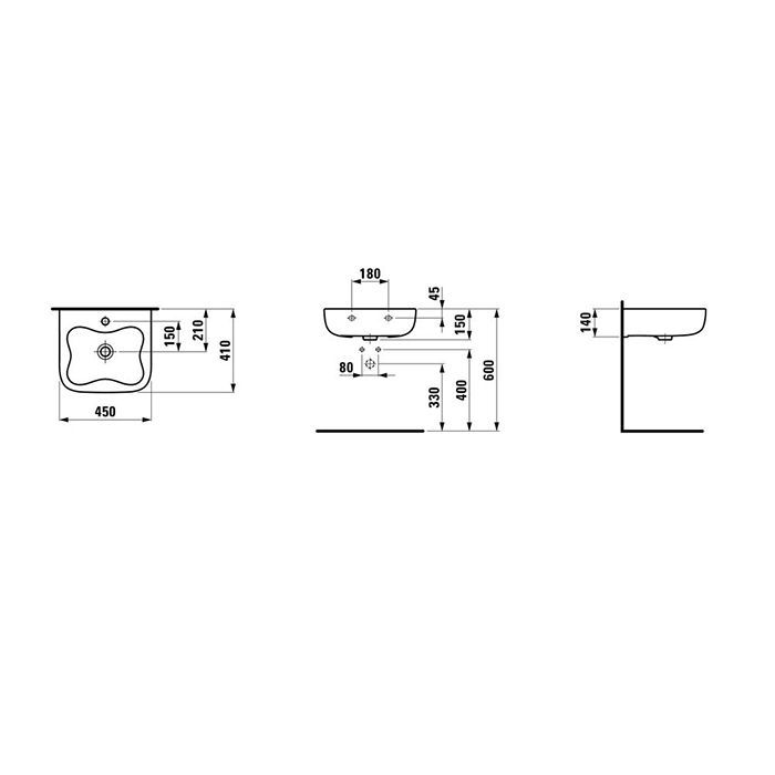 LAUFEN Florakids Раковина подвесная 450х410х140 мм,с 1 отв под смеситель, цвет белый