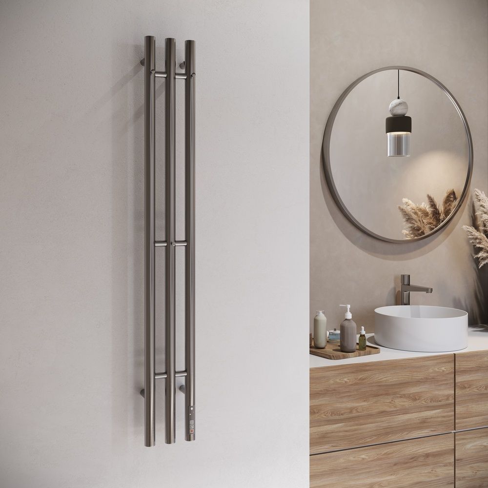 Полотенцесушитель электрический Terminus Стойка TRES круг 120, оружейная сталь, артикул 4670078566379