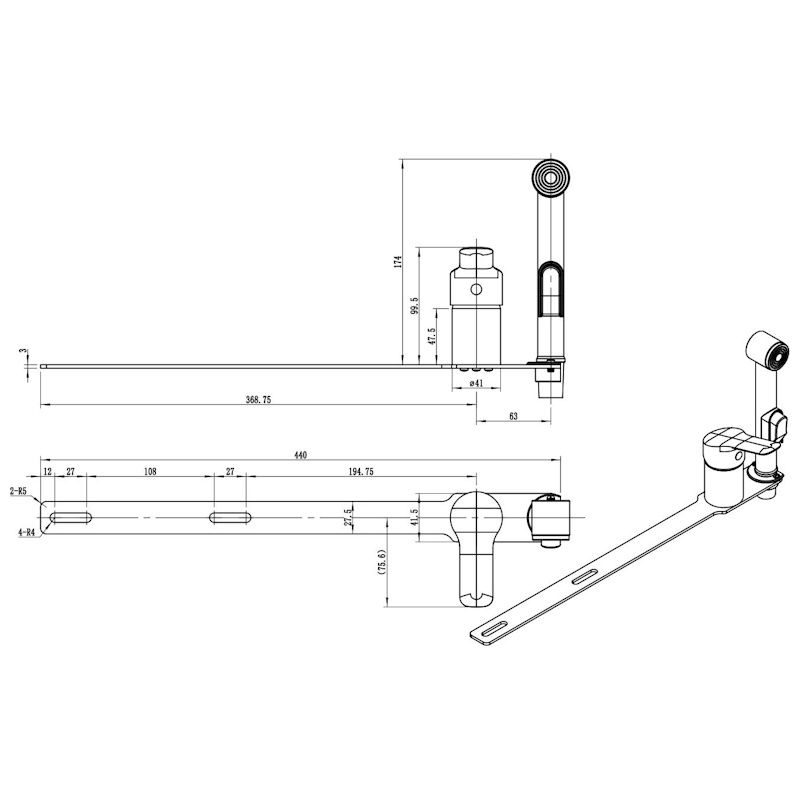 Гигиенический душ со смесителем на борт унитаза VODA WA10, хром