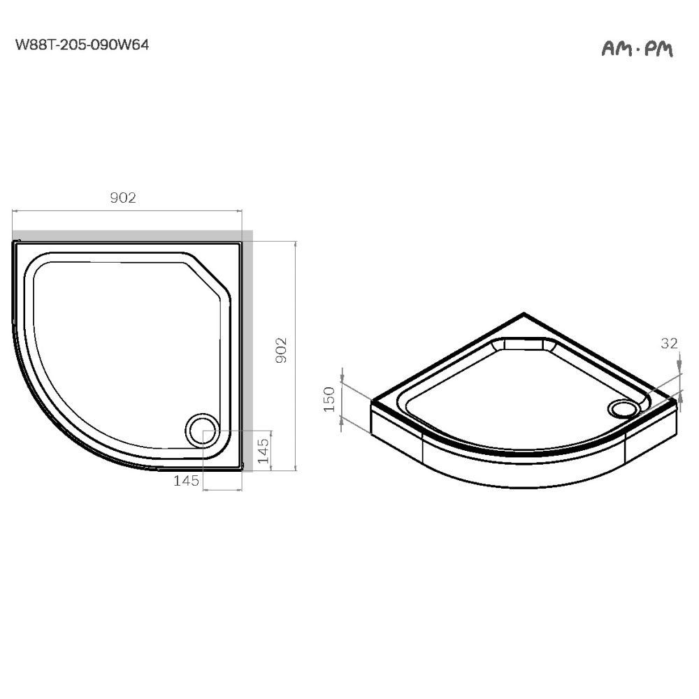 W88T-205-090W64 X-Joy Twin Slide, поддон душевой, 90x90 W88T-205-090W64 X-Joy Twin Slide, поддон душевой, 90x90