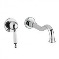 OXFORD Смеситель для раковины моноком. скрытого монтажа, настенный, ручка белая, хром