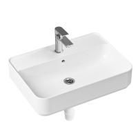 Комплект 3 в 1 Lavinia Boho Bathroom Sink Slim 21510342, накладная фарфоровая раковина 60 см, смеситель, пластиковый сифон