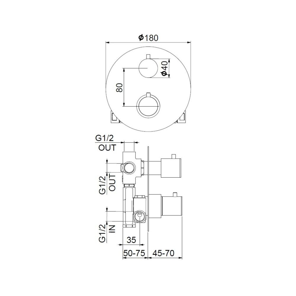Смеситель для душа встраиваемый с термостатом Webert Sax Evolution SE970903560, черный