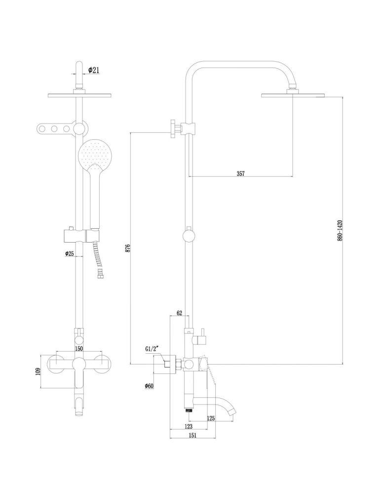 Душевая система Fmark FS8245A, хром, артикул FS8245A
