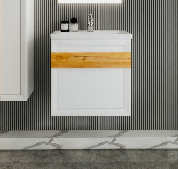 Тумба под раковину подвесная Бриклаер БЕРЛИН белый , 60 см