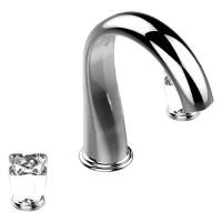 THG PETALE DE CRISTAL CLAIR Смеситель на борт ванны на 3 отверстия, без ручного душа, стекло прозрачное, цвет хром