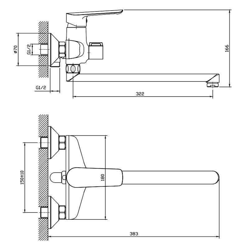 Смеситель для ванны ESKO LG31GM, оружейная сталь