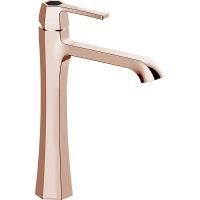 CISAL Cherie Смеситель однорычажный для раковины на 1 отверстие,высокий h200 мм, без донного клапана, цвет золото розовое/черный матовый