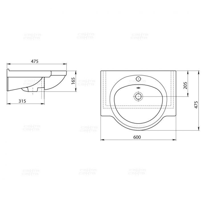 Раковина СанТа Сатурн 60