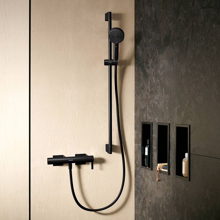 Смеситель для душа, Hansgrohe, Tecturis E, на 1 потребитель, тип открывания воды-однорычажный, тип регулирования воды-керамический картридж, монтаж-настенный, отверстия для монтажа-2, шланговое соединение DN15, цвет-черный матовый Смеситель для душа, Hansgrohe, Tecturis E, на 1 потребитель, тип открывания воды-однорычажный, тип регулирования воды-керамический картридж, монтаж-настенный, отверстия для монтажа-2, шланговое соединение DN15, цвет-черный матовый