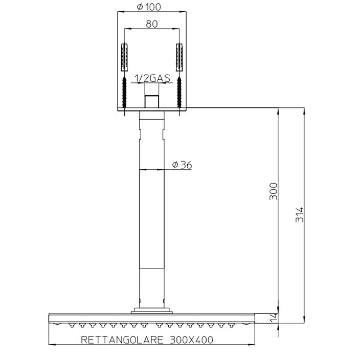 BOSSINI DREAM-RECTANGULAR Верхний душ 400 x 300 mm 1 режим - держателем вертикальным 300 x Ø 36 mm, цвет: хром BOSSINI DREAM-RECTANGULAR Верхний душ 400 x 300 mm 1 режим - держателем вертикальным 300 x Ø 36 mm, цвет: хром
