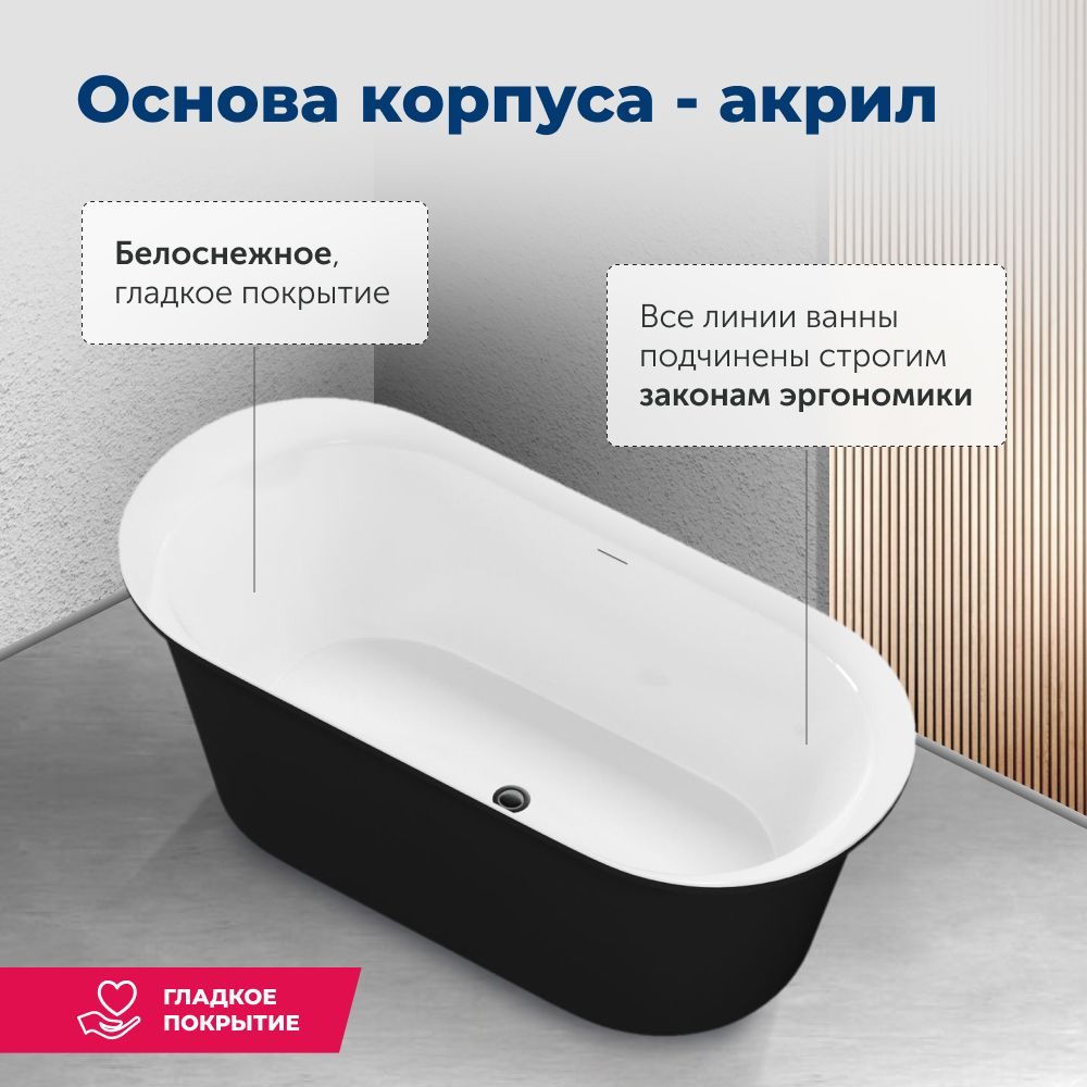 Акриловая ванна Aquanet Family Smart 170x78 88778-GW-MB Акриловая ванна Aquanet Family Smart 170x78 88778-GW-MB