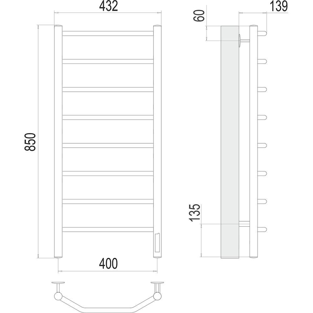 Полотенцесушитель электрический Terminus Виктория П8 40х85, артикул 4670078531209