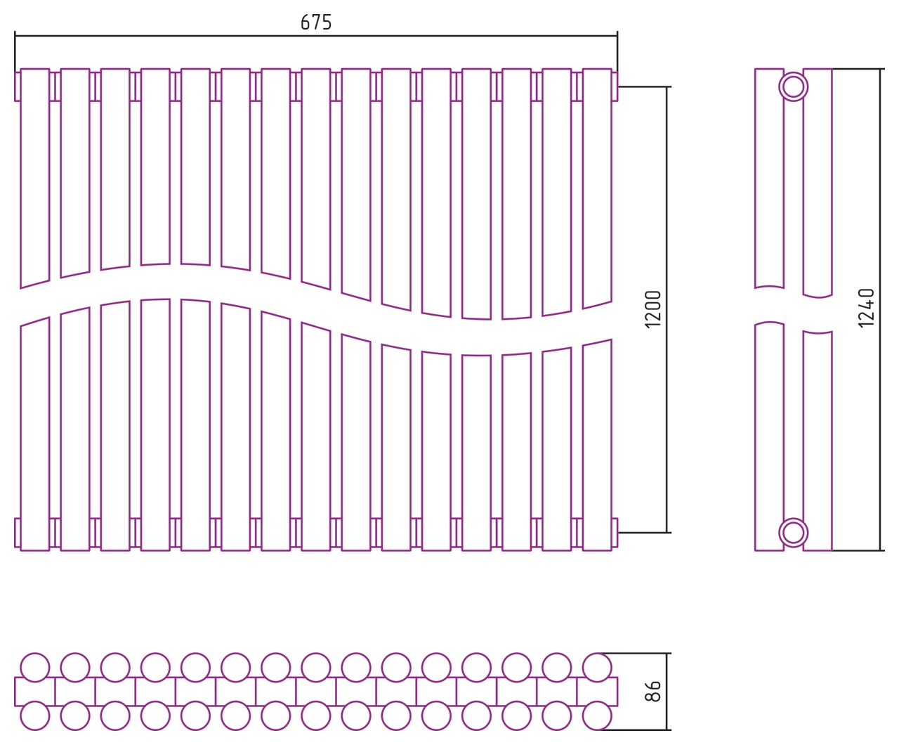Отопительный радиатор ЭСТЕТ-11 н/ж 1200х675 / 15 сек (Состаренная бронза)