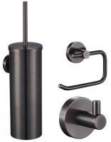 Набор аксессуаров из 3 предметов (крючок, держатель для бумаги, ершик) WONZON & WOGHAND, Темный графит (WW-8100-GM)