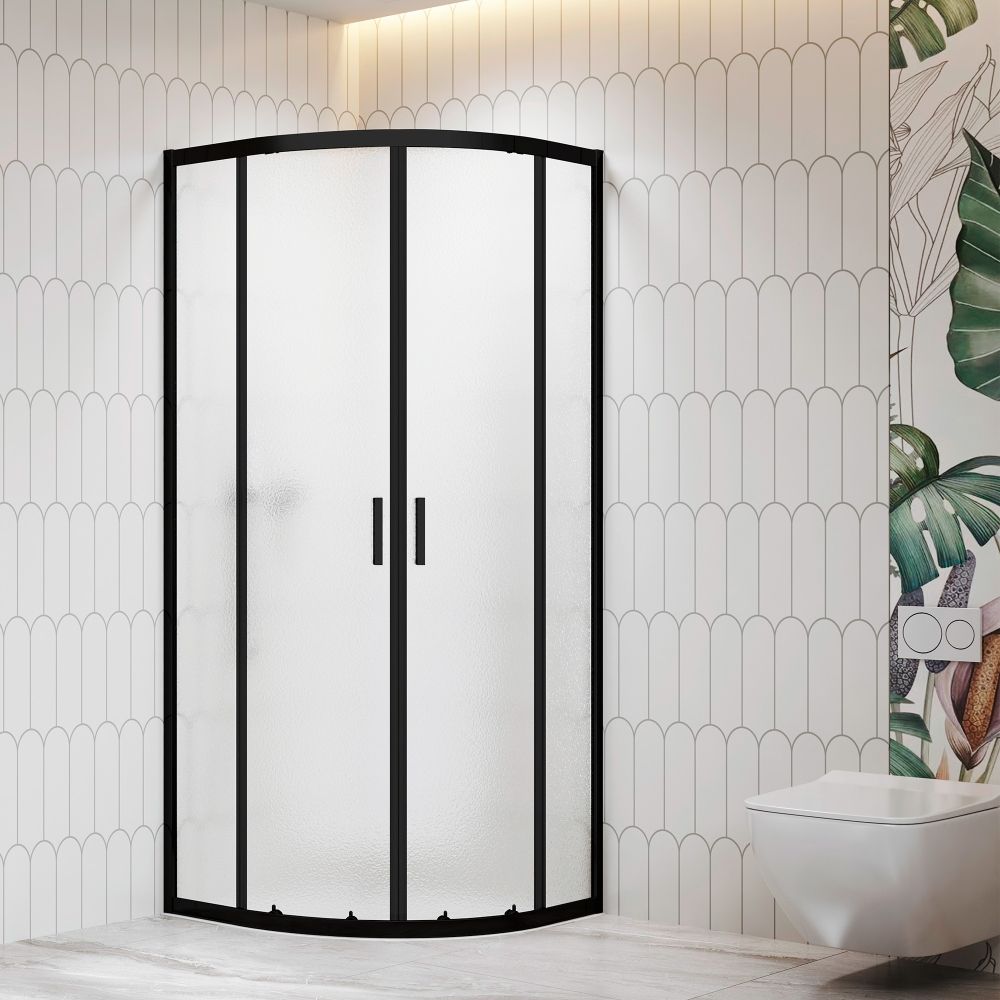 Душевой уголок стекло, полукруглый с раздвижными дверями на роликах - RGW CL-56B (Cora, 900x900)