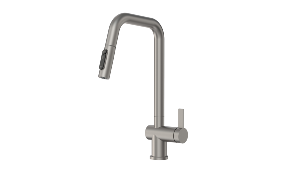 Смеситель кухонный GRANULA с выдвижным изливом с переключением на душ и фильтром, сталь (7273, СТАЛЬ МАТОВАЯ)