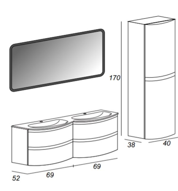 Шкаф пенал Cezares Bellagio 40 54721 подвесной Grafite