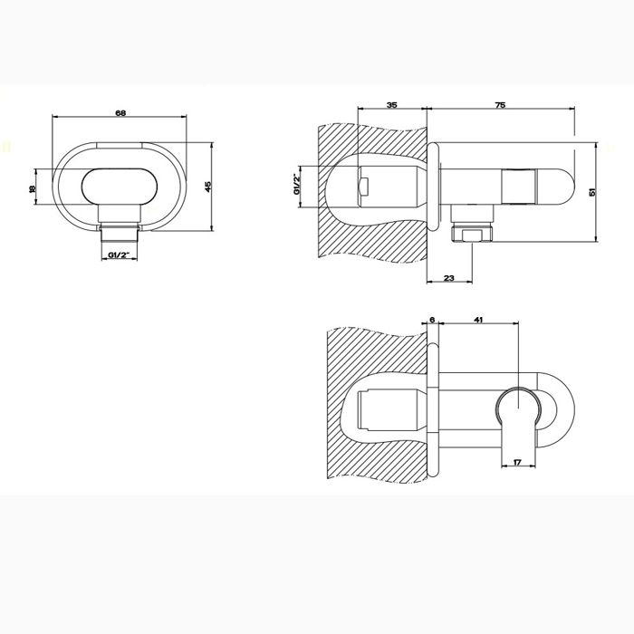 Gessi Goccia Держатель душевой лейки с выводом воды на 1/2”, цвет: хром