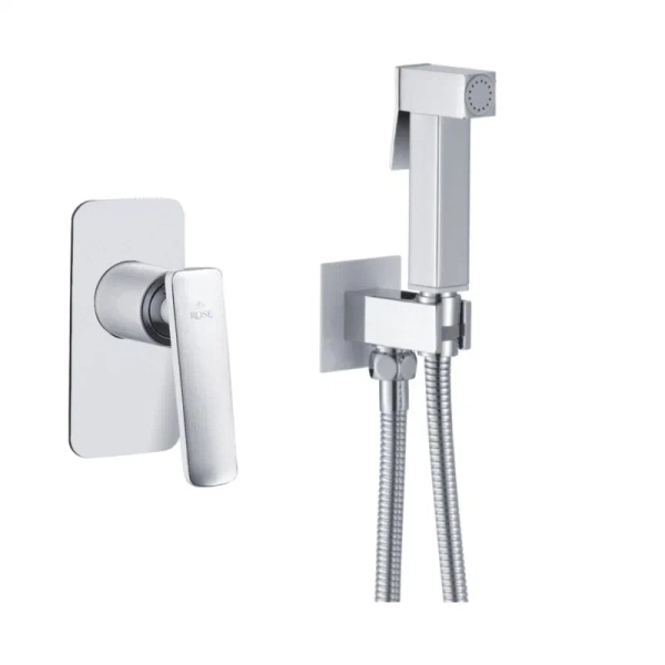 Гигиенический душ со смесителем Rose R1605F, белый/хром