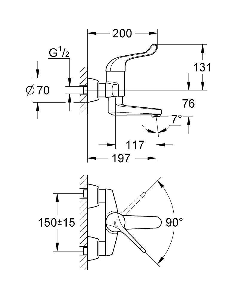 Смеситель для раковины GROHE Euroeco Special (вынос 196 мм, длина рычага 120 мм), хром (32792000) Смеситель для раковины GROHE Euroeco Special (вынос 196 мм, длина рычага 120 мм), хром (32792000)