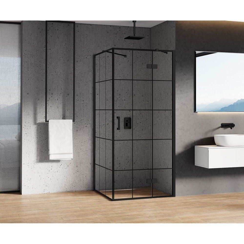 Душевое ограждение NEW TRENDY NEW RENOMA BLACK R 90x90x195 D-0274A/D-0119B (черный)