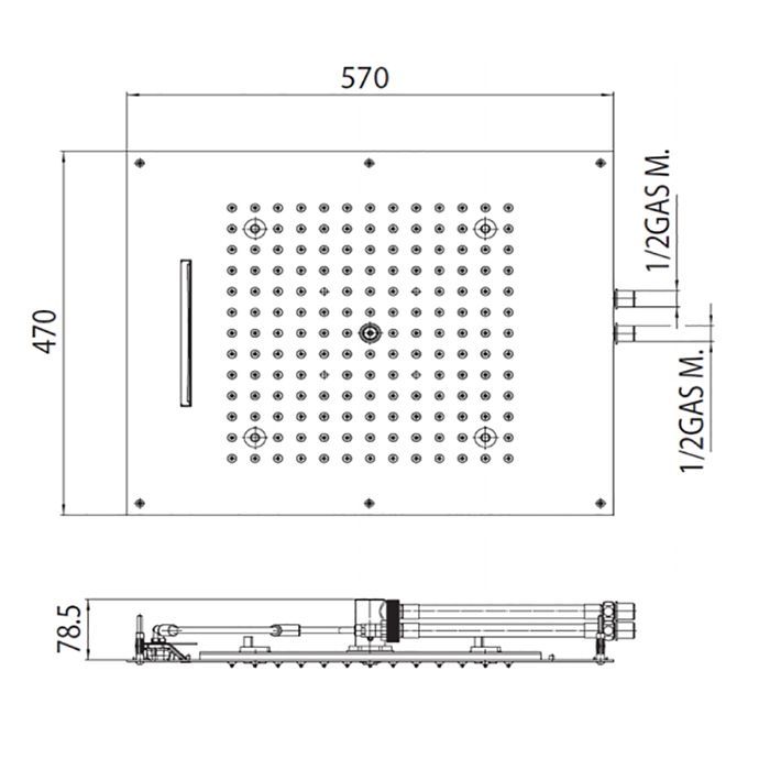 BOSSINI DREAM/2 Верхний душ 570 x 470 mm, 2 режима (дождь, водопад), с 4 LED (белый), блок питания/управления, цвет: хром BOSSINI DREAM/2 Верхний душ 570 x 470 mm, 2 режима (дождь, водопад), с 4 LED (белый), блок питания/управления, цвет: хром