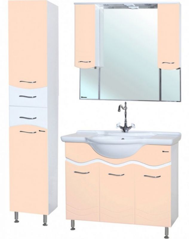 Зеркало со шкафом Bellezza Мари 105 4612918000223 с подсветкой Бежевое