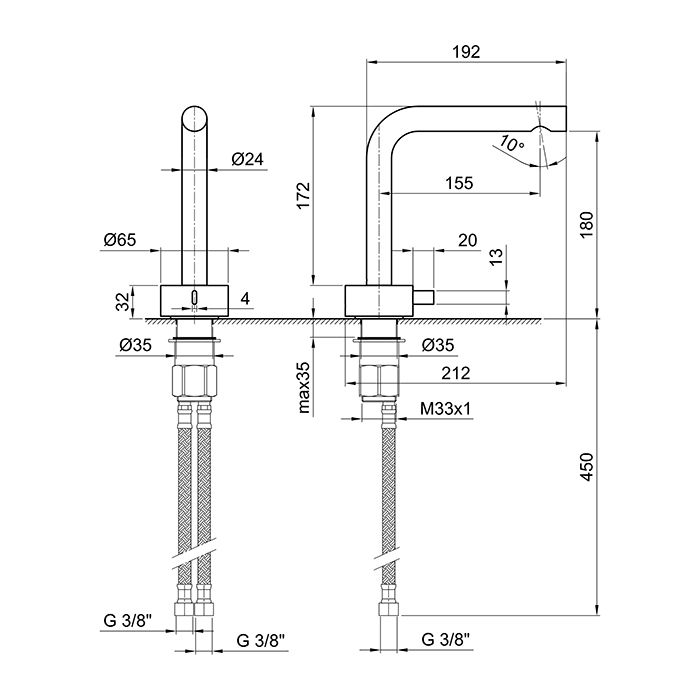 Fantini AF/21 Смеситель для раковины, 1 отв., без донного клапана, излив 155мм, цвет: матовая натуральная сталь