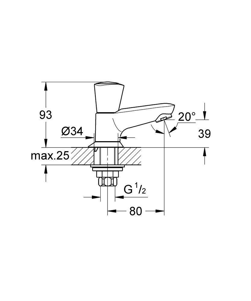 Вентиль для раковины GROHE Costa S, без функции смесителя, хром (20405001) Вентиль для раковины GROHE Costa S, без функции смесителя, хром (20405001)