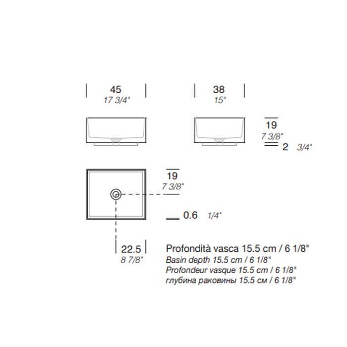 MILLDUE  Раковина  STEP 45_19 накладная из CRISTALPLANT ,45х38х19 см, без отв для смесителя, цвет белый матовый