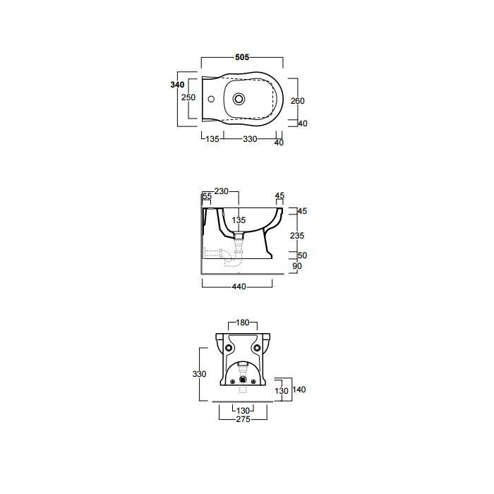 SIMAS Londra Биде подвесное с 1 отв. под смеситель, 50,5х36,5хh33см, цвет белый