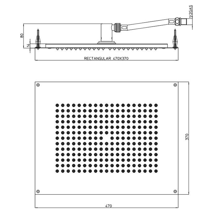 BOSSINI DREAM-RECTANGULAR  Верхний душ 470 x 370 mm, цвет: черный матовый